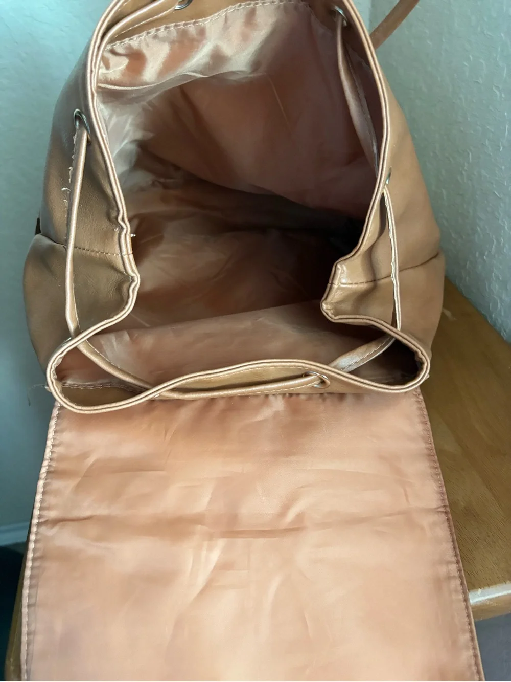 Classic Women's Backpack Tote - Tan Faux Leather